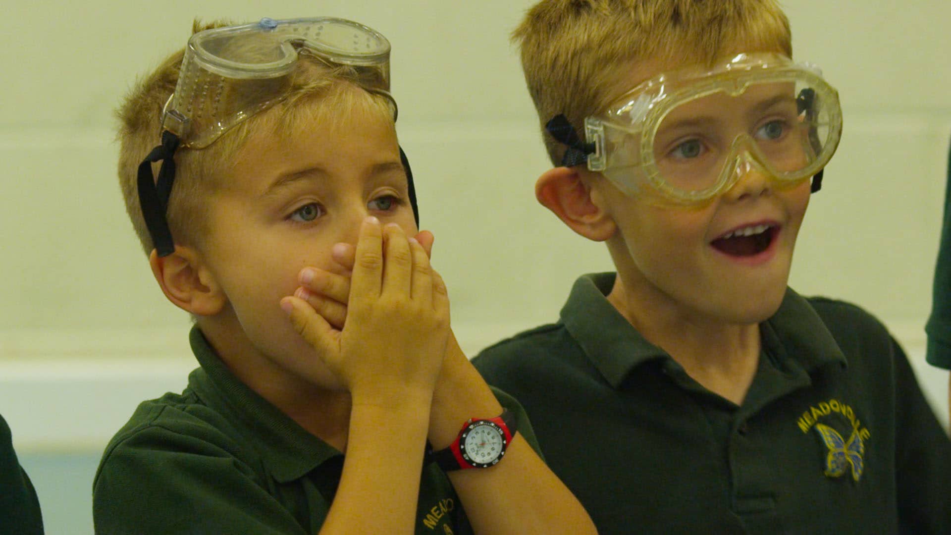Children watching science experiment